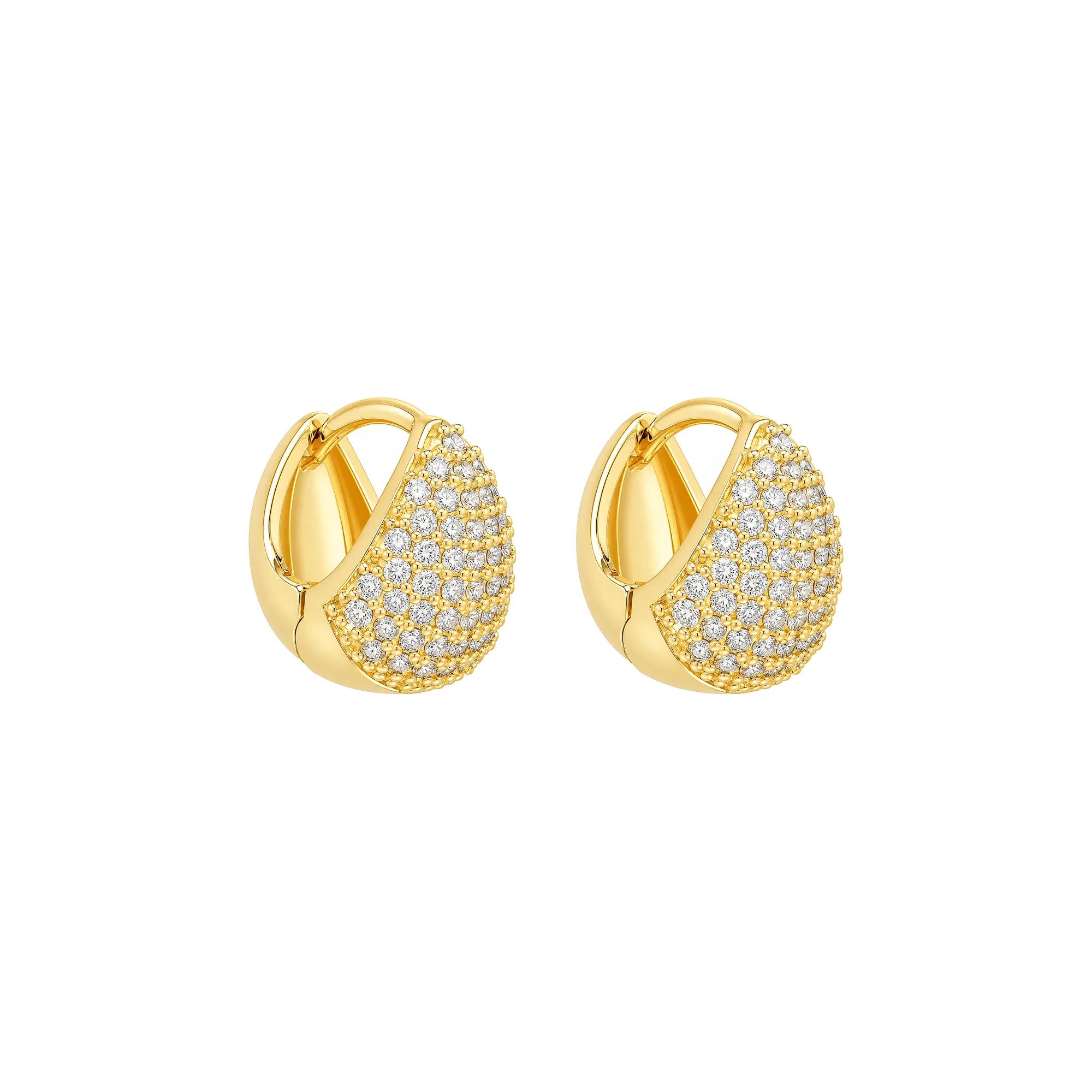 Brinco Dourado Argolinha Gota Cravejada de Zircônia