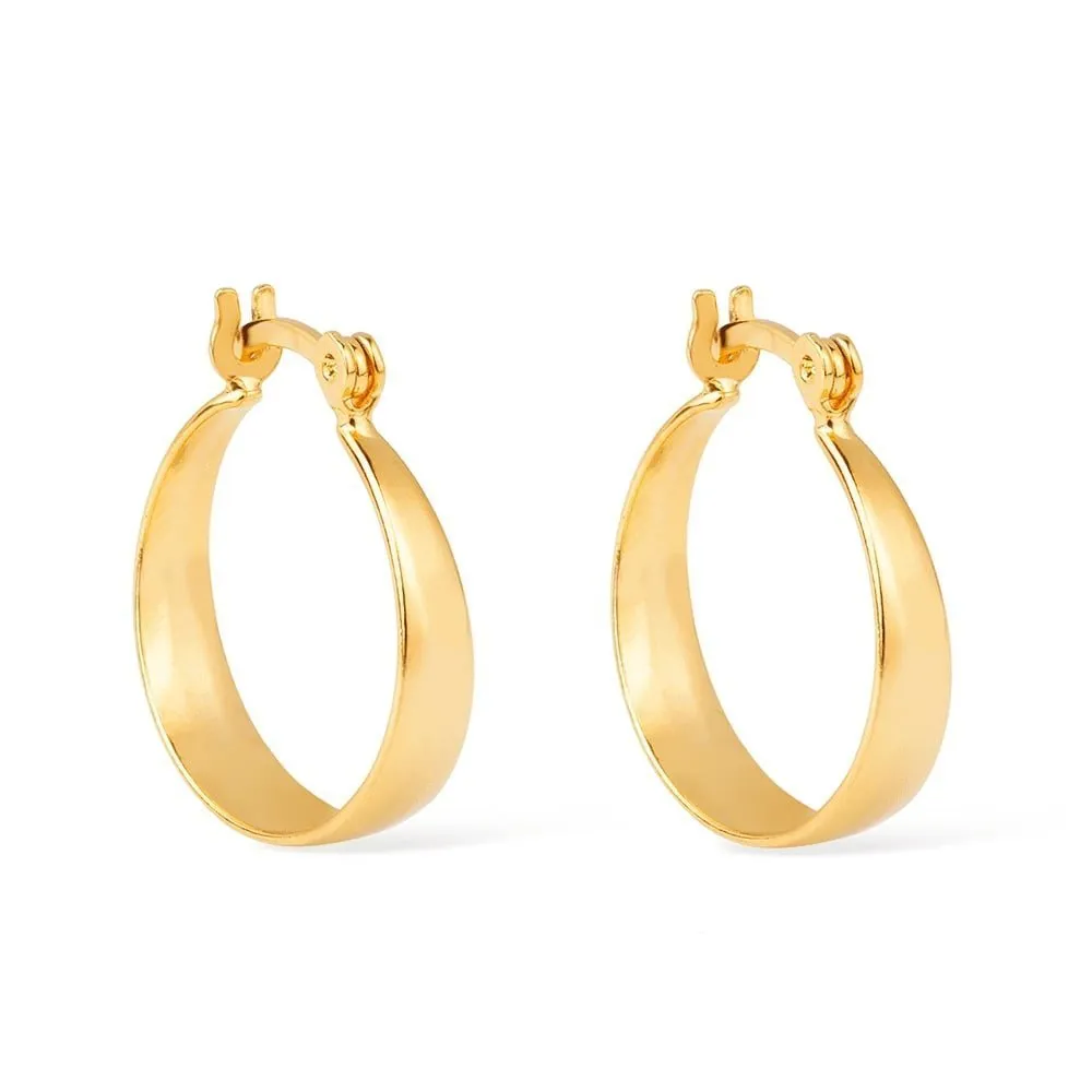 Brinco Dourado de Argola Média Lisa Chapada